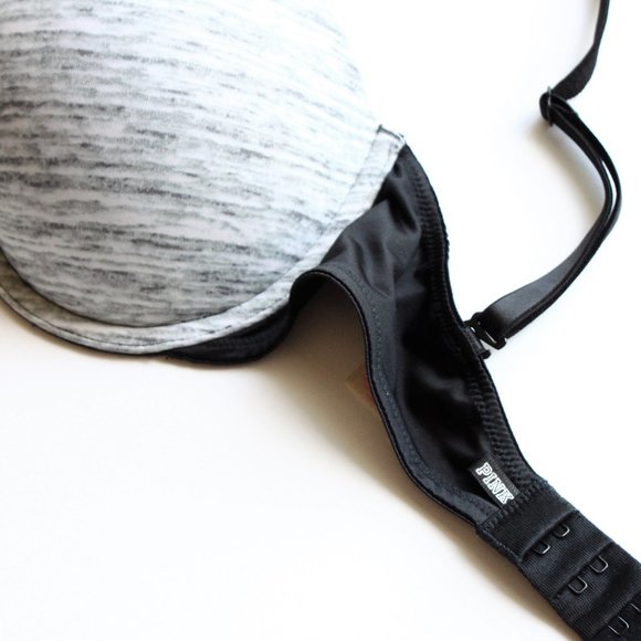 PINK Victoria's Secret Bra 32D Heather Gray Wear Everywhere Push Up U/W Padded - Picture 6 of 9